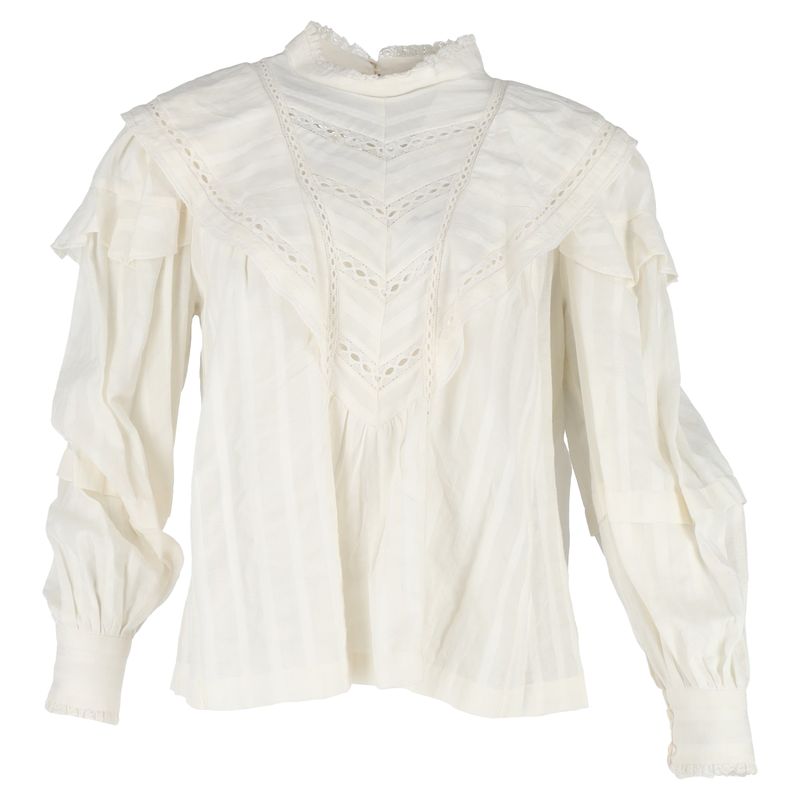 Isabel Marant Reign Long Sleeve Blouse In White Cotton